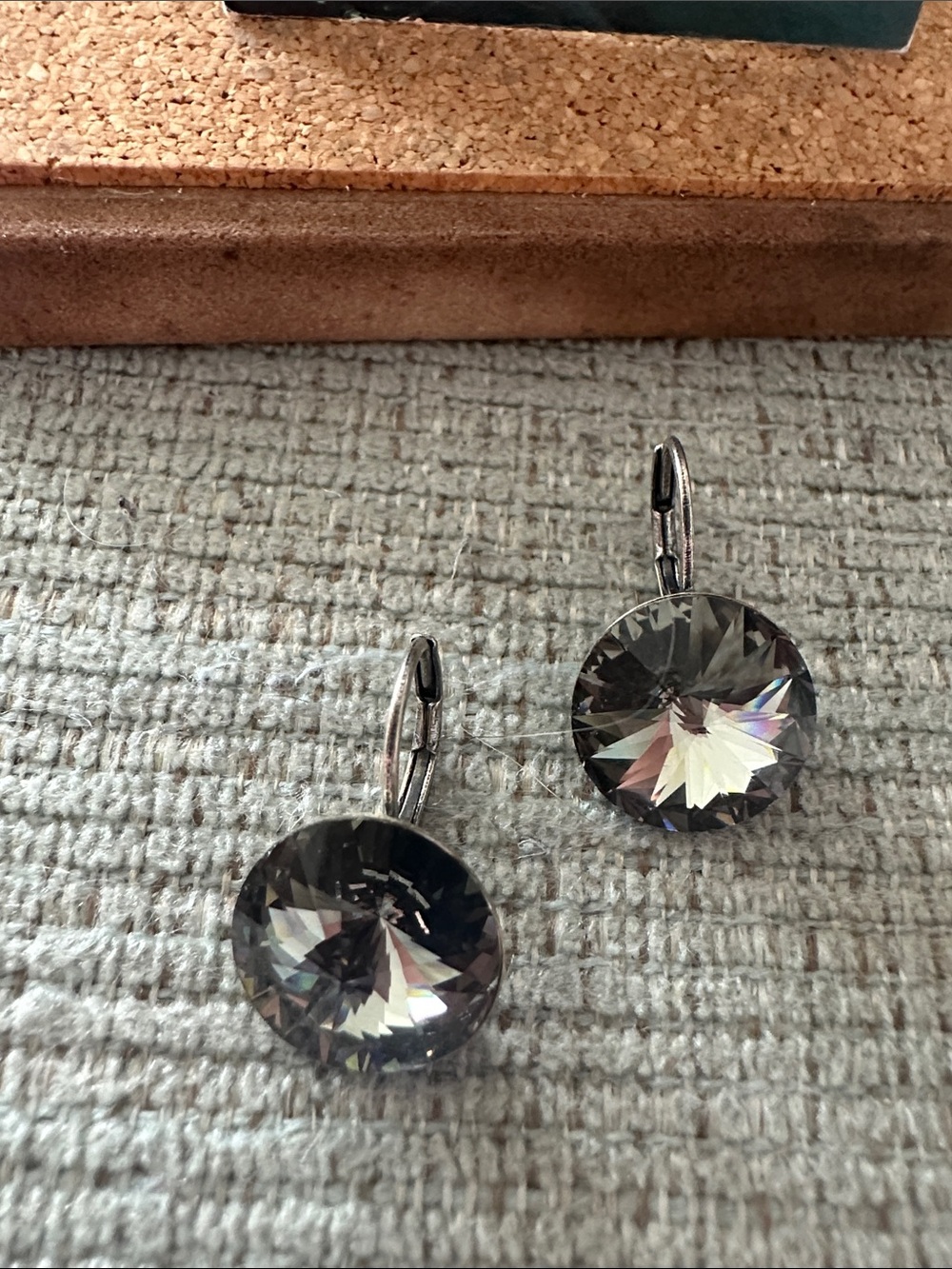 Rivoli Faceted Black Diamond Swarovski Crystal Drop Leverback Earrings - Picture 9 of 9